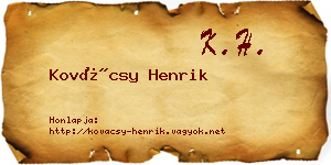 Kovácsy Henrik névjegykártya